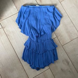 BLUE STRAPLESS ROMPER
